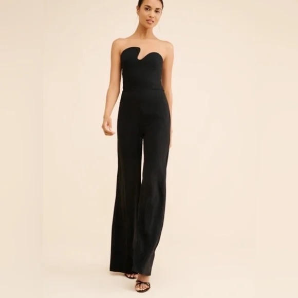 Amanda Uprichard Strapless Puzzle Jumpsuit Black M - Picture 2 of 3